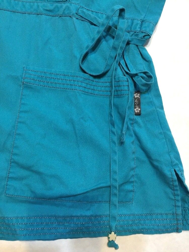 Koi Kathy Peterson Scrubs Set Women Medium Top Small Petite Bottom Turquoise