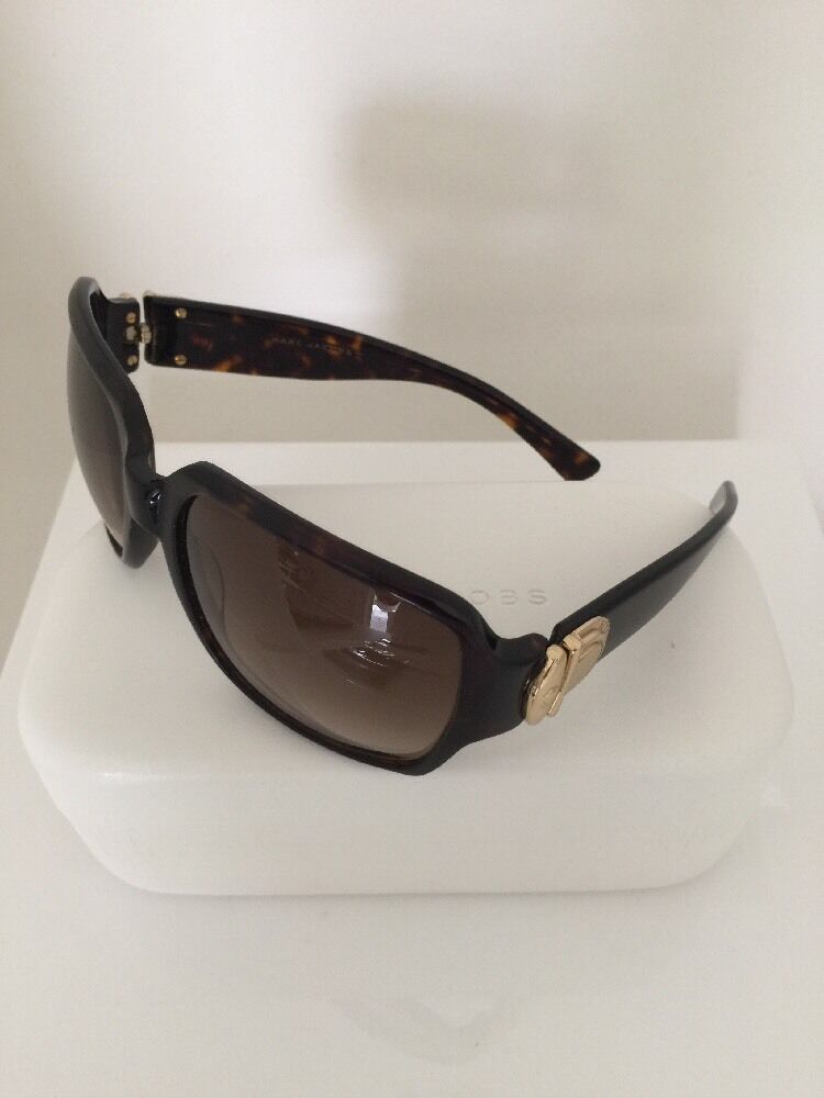 Pre-owned Marc Jacobs 019 Sunglasses Mj 019/s C. 086 Tortoise 57-17mm With Gold Hinge In Dark Tortoise