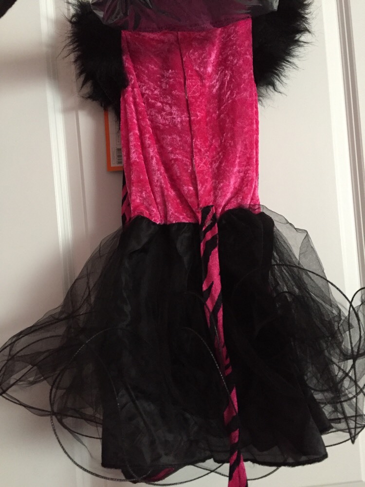 Zebra Halloween Costume Witch Dress Up Girls Sz Small 4-6X hat Pink black NWT