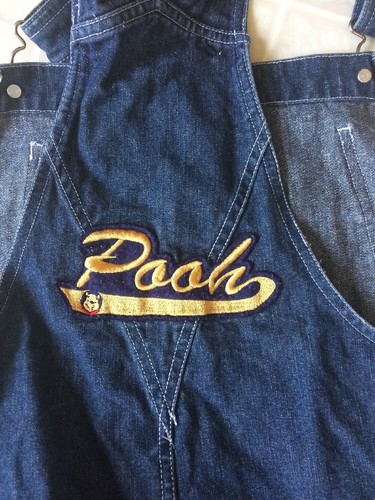 VTG WINNIE THE POOH OVERALLS Disney Adult Large Patches front and Back