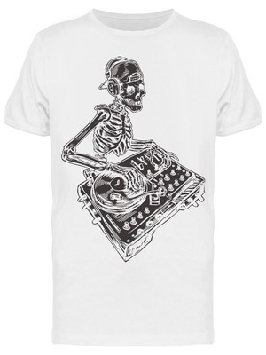 Skeleton Dj Twists Vinyl Disc  Men's Tee -Image by Shutterstock