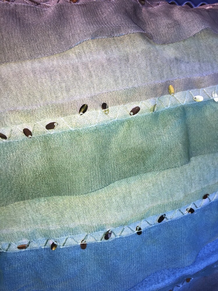 PIER 1 Sheer Silk PILLOW Elegance Bombay India Design Gold Sequin UNIQUE 16 X 16