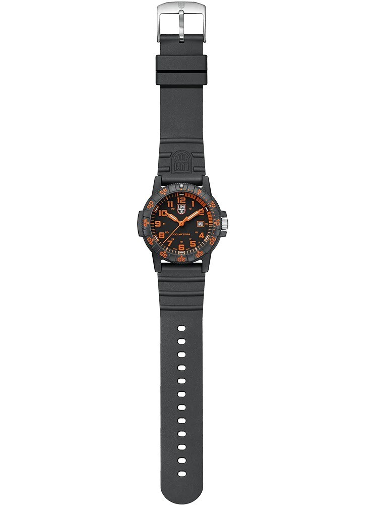 Pre-owned Luminox Men's 44mm Leatherback Sea Turtle Black Dial Orange Accent Watch Xs.0329