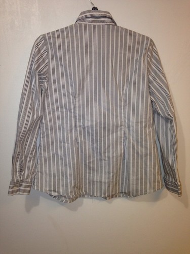 Mame Maternity Shirt Medium White Black Striped Long Sleeve Button Front Career