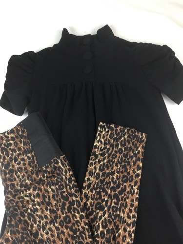 INC XXI 2-Piece Outfit Size Small Black Empire Tunic Cheetah Print Leggings