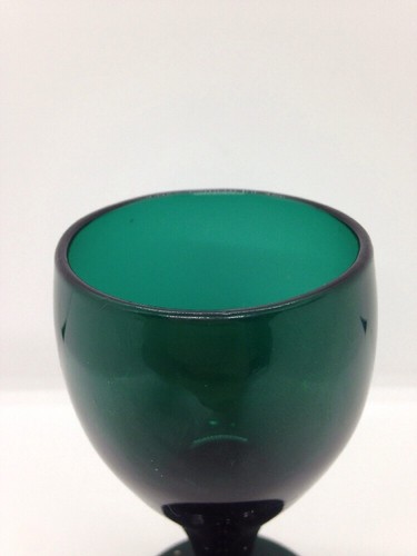 EARLY 19TH CENTURY ANTIQUE WINE GLASS GREEN EMERALD GOBLET STEM AMERICAN