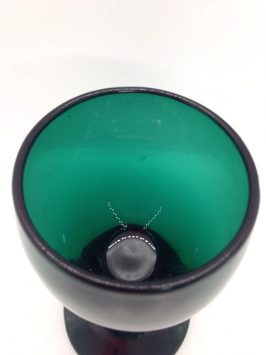 EARLY 19TH CENTURY ANTIQUE WINE GLASS GREEN EMERALD GOBLET STEM AMERICAN
