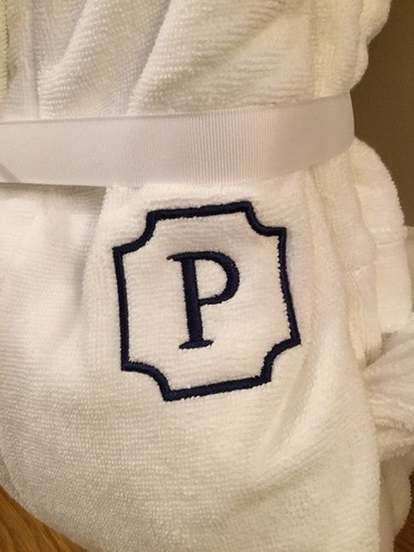 NEW Pottery Barn MEDIUM Classic Terry Robe WHITE Monogram “P”