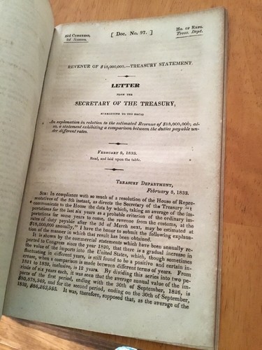 Sec Of Treasury Louis M’Lane 1833 2 Letters