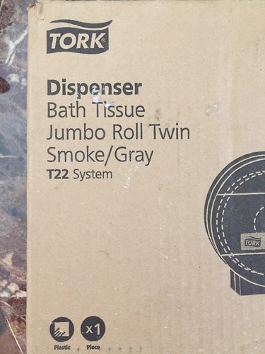 Brand New Tork Smoke/Gray Twin Jumbo Roll Bath Tissue Dispenser 56T1