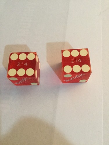 7 Pair Lot of Harrah's Casino Las Vegas Silver Logo Frosted Red Drilled