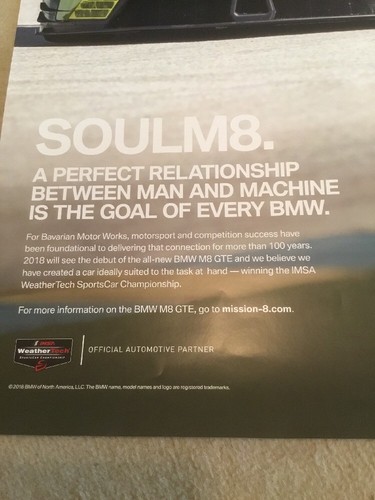 2018 BMW M8 GTE Car #24 Poster IMSA 36”x24” SOUL M8