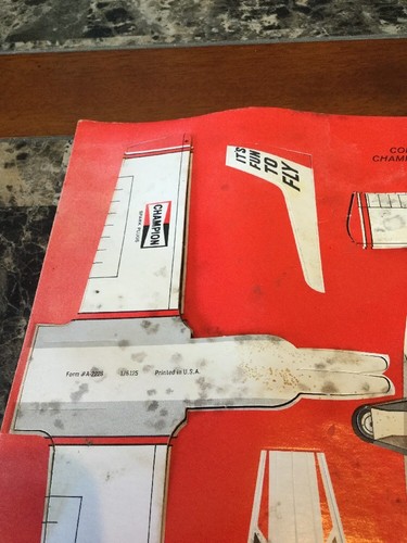 Vintage Rare Compliments Of Champion Spark Plug Company Punch Out Airplane Toy