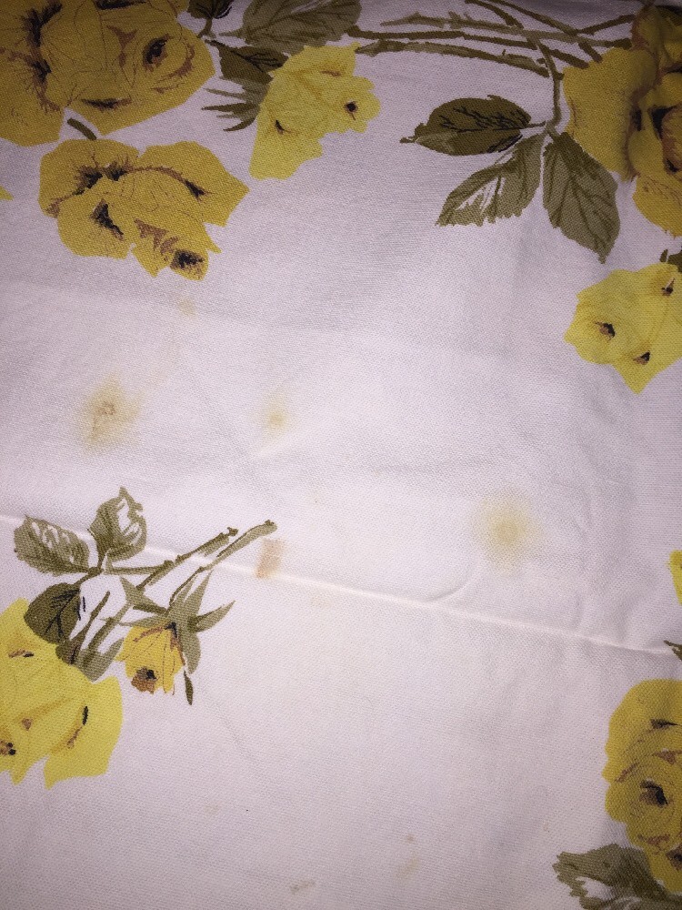 Antique Vintage Floral YELLOW ROSE of TEXAS Dining Table Cloth Runner 63 x 52