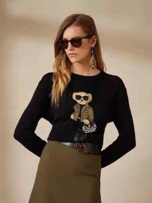 Women Sweater Winter Basic Pullover Cotton Bear Knit Jumper Top Sueters De Mujer