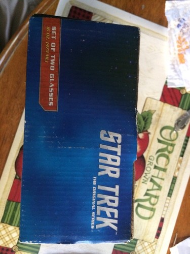 Star Trek TOS Enterprise Blueprints Glass Tumblers boxed set of 2 glasses 16 oz