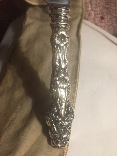 Vintage Lily Bread Cake Knife Gorham Sterling Silver Handle Whiting Mfg 12 1/2