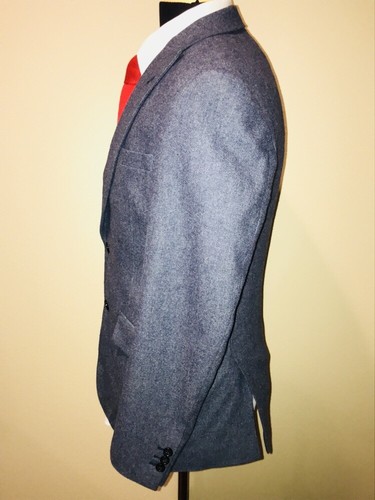 Fall Ready Bespoke Tweed Peak Lapel Suit Jacket Sz 38R Surgeon Cuffs Minty