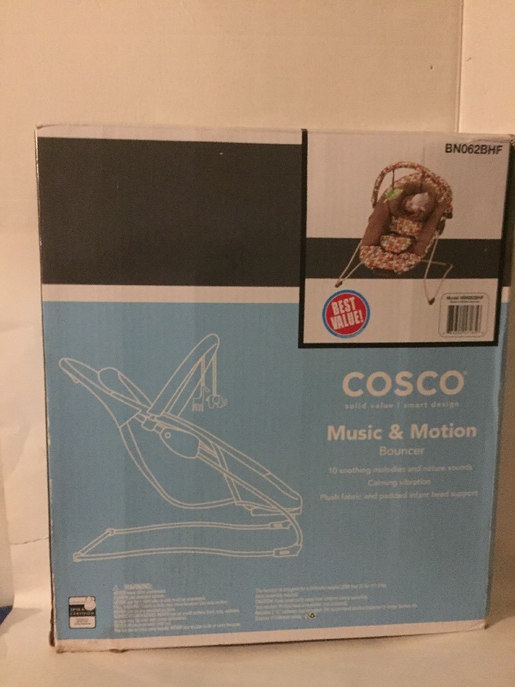 Cosco Calypso Music & Motion Baby Bouncer w/ Vibration & Toy Bar Mdl# BN062BHF