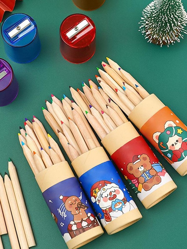 With Casechristmas Mini Colored Pencilscartoon Pencil
