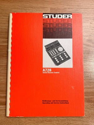 Studer A728 Operating and Service Manual