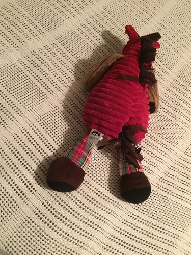 Jellycat London Baby toy  Horse Plush Red Brown Plaid Belly Corduroy Pony Zebra