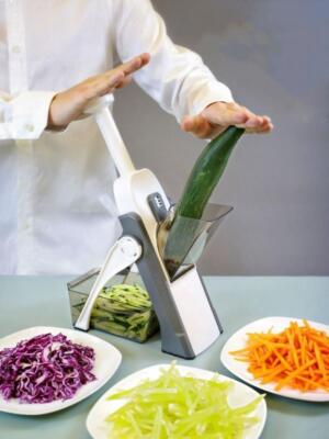 Safe Mandoline Slicer 5-in-1 Vegetable Chopper Food Cutter Dicer Adjustable