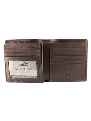 Mancini RFID Secure Men's Center Wing Hipster Leather Wallet in Black