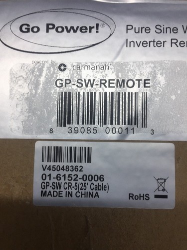 Go Power GP-SW-REMOTE Inverter Remote for the GP-SW1500 12 24 Volt 12v 24v