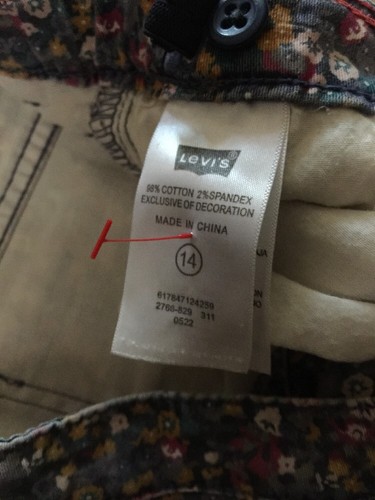 Girls Levi's Size 14 Adjustable Waist Colorful Print Denim Leggings 5 Pockets