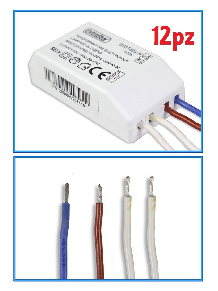 Set 12 Pezzi Trasformatore Elettronico Lampade Alogene 220v A 12v Driver linq
