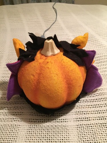 Felt Covered Dracula Face Pumpkin Light Up Halloween Blowmold Decoration!