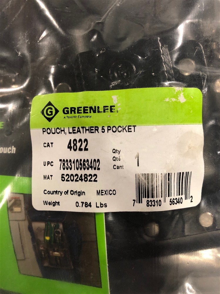 New Greenlee 5 Pocket Leather Pouch, Heavy Duty 4822