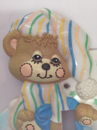 Vtg Teddy Beddy Bear Switch Plate Morgan Plastic Baby Nursery Light Switch Cover