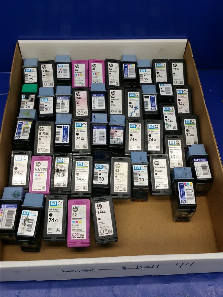 (130) Virgin hp Empty Mixed Ink Cartridges (Assorted Black & Color/Regular & XL)