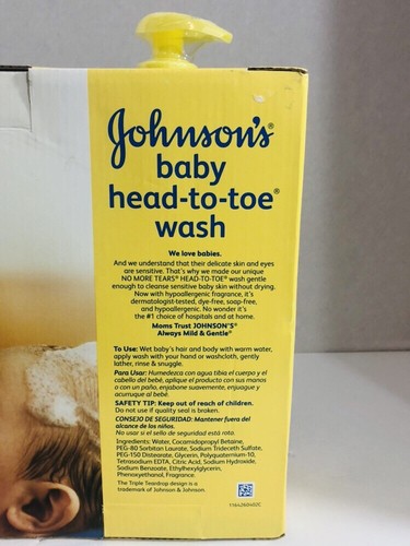 3 PACK | Johnson's Baby Head To Toe Wash  Hair 33.8 oz/ 9 oz