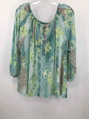 Pre-Owned Hearts Of Palm Green Size 1X Blouse