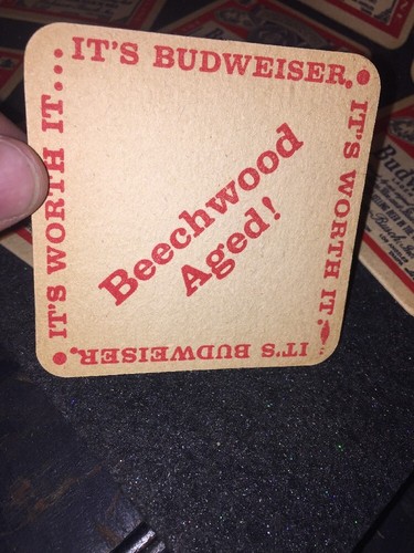 VINTAGE BUDWEISER  COASTERS 9 Total! Beechwood Aged! It's Worth It!