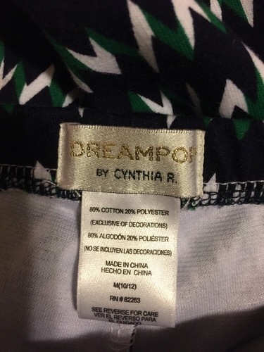 Dreampop Leggings Sz 10/12 Chevron Navy Blue Cotton Blend Winter NWT!