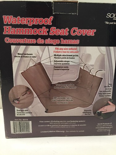 Solvit Waterproof Sta-Put Hammock Car Seat Cover for Dogs Pets #62314 Fits Any