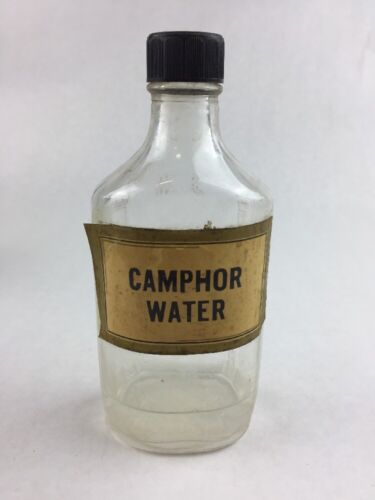Vintage Pharmacy Camphor Water Collectible Marked Medicine Bot...