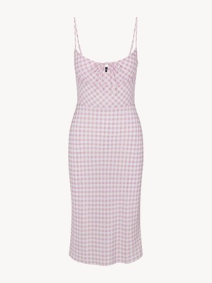 Realisation Par Silk Milk Maid Gingham Elsa Pink Midi Dress S