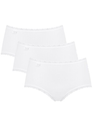 Sloggi Midi Briefs Knickers 24/7 COTTON LACE Brief 3 Pack 95% Cotton Lingerie