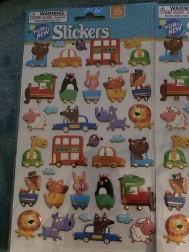 Lot Of 3 Sets Of 35 Pop-Up 3D Stickers 105 Total Vehicles ?? & Animals ?? ?? +