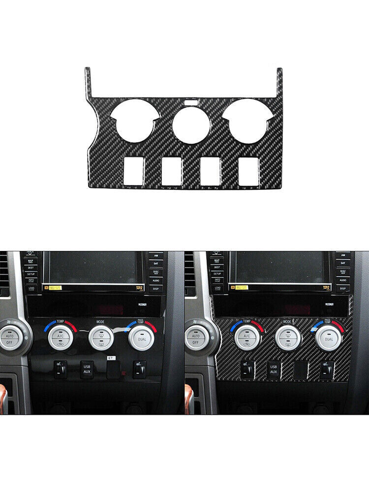 2pcs Carbon Fiber AC Vent Trim For Toyota Tundra 2007-2013 | Black Console Interior Stickers | Type B