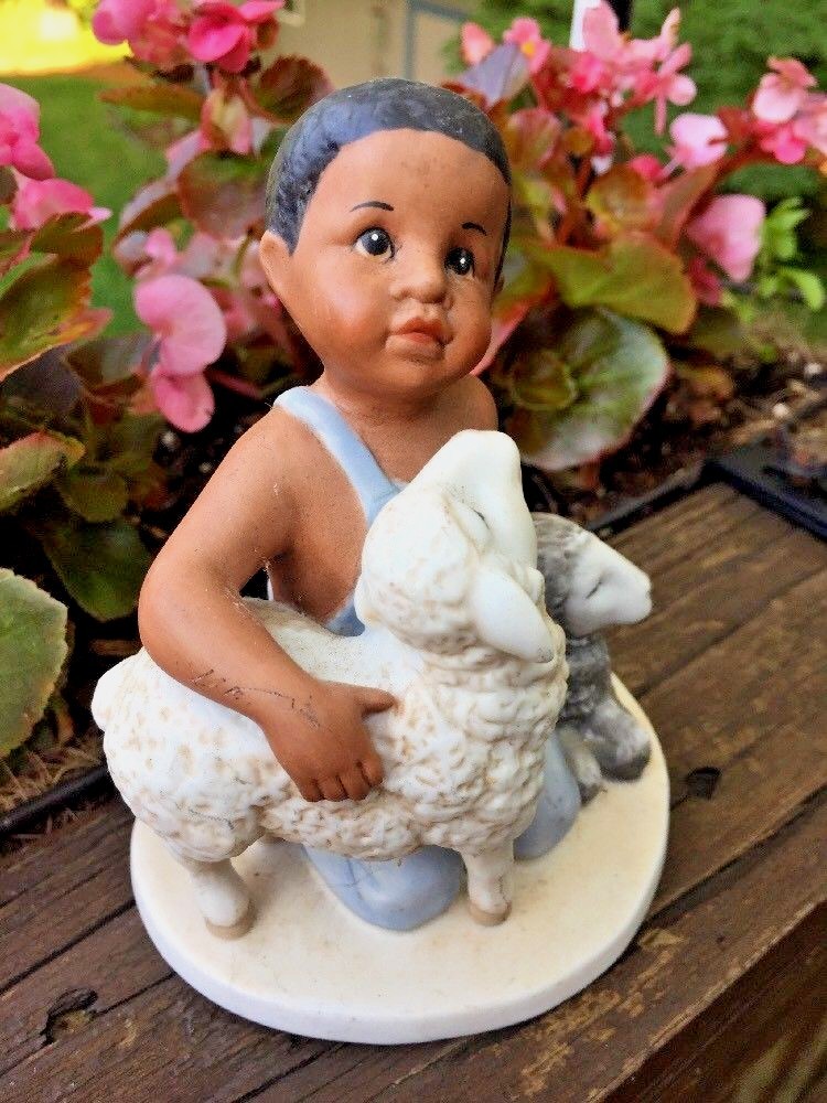 HOME INTERIOR Porcelain PRECIOUS IN HIS SIGHT African American BOY & SHEEP 5