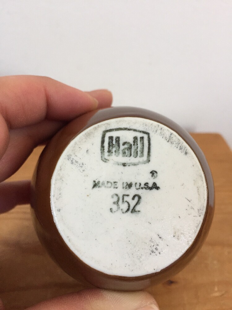 Set 10 Vtg Hall 352 Brown White Porcelain Egg Custard Ramekin Cups Dessert USA