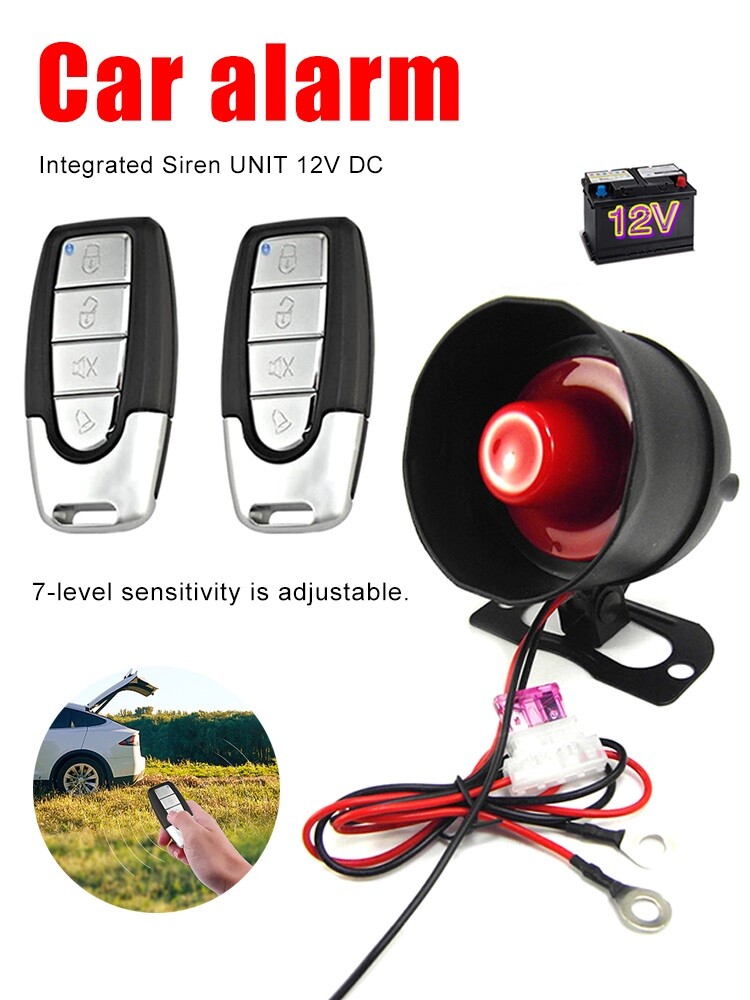 Horn Siren Alarm One-way Burglar Protection W/ 2 Remote