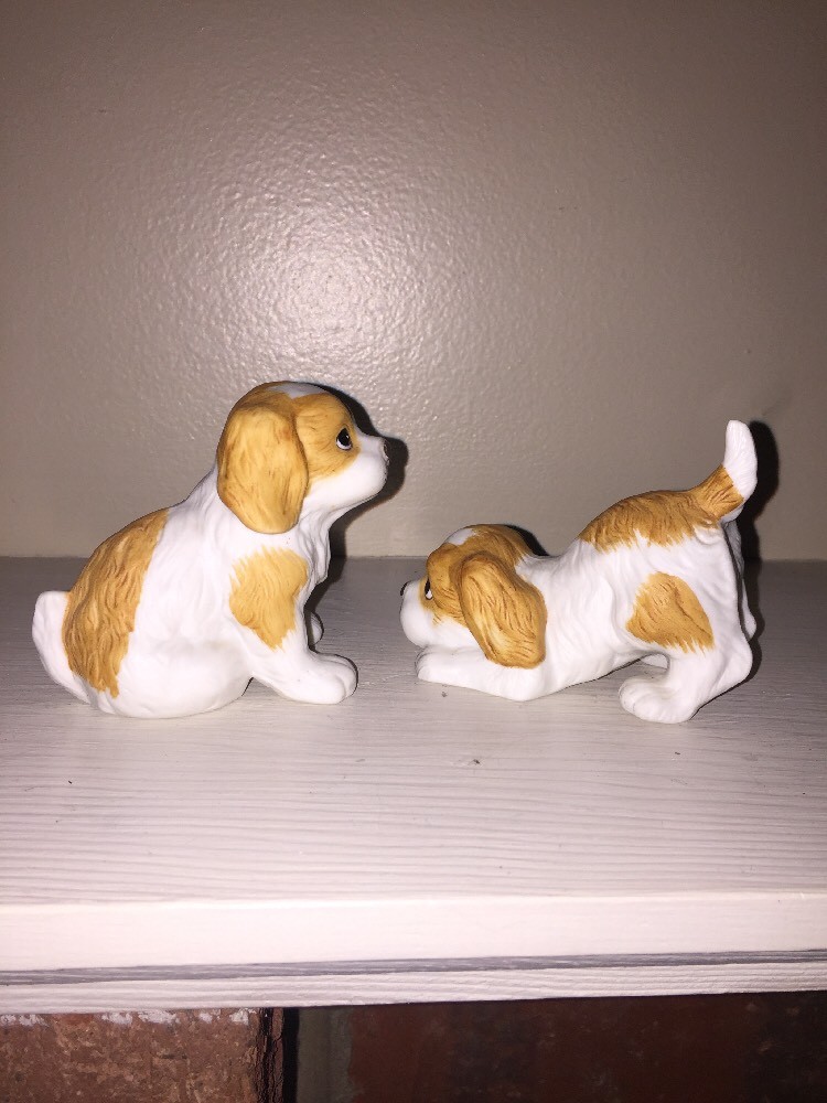 LEMON BEAGLE COCKER SPANIEL Set 2 Playing Waging Dancing Dog Puppies HOMCO 3x4