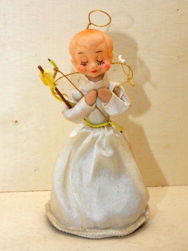 Vintage Valentine Christmas Cupid Elf Angel Tree Topper with Bow & Arrow 6 1/4"